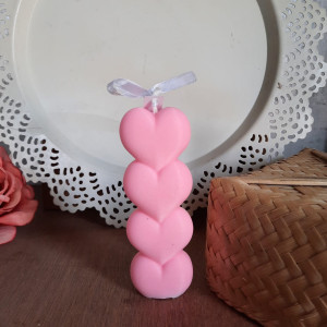 Pink Heart Pillar Handcrafted Scented Candle- Chingu Candles